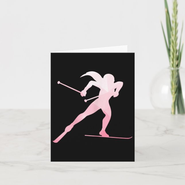 Carte Fille Silhouette Ski de fond Sports d'hiver (Devant)