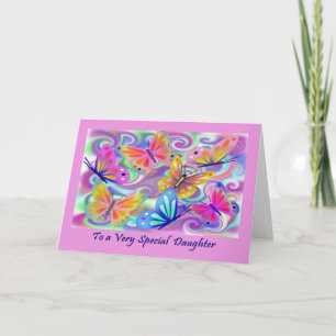 Carte Fille Spéciale Papillons Roses