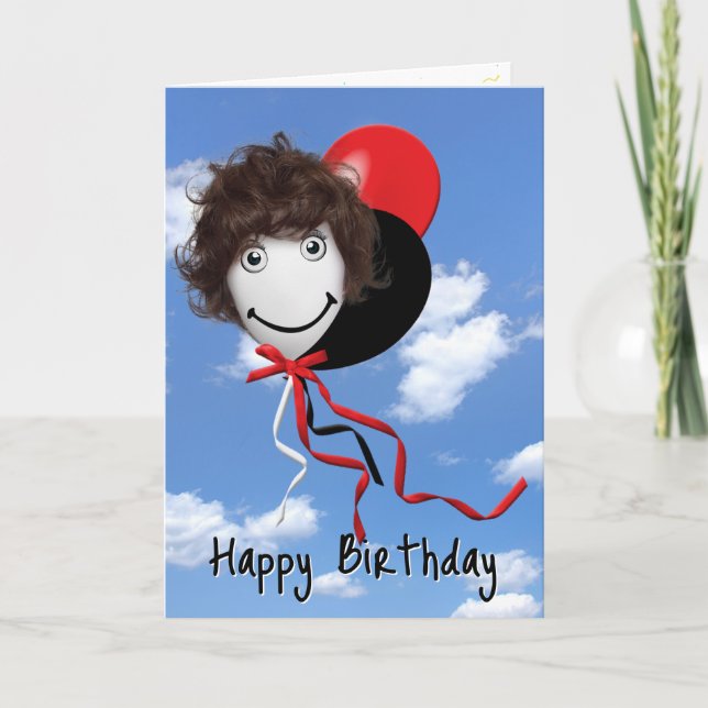 Carte Fille Sur Balloon D'Anniversaire Dans Le Ciel (Devant)