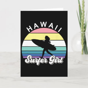 Carte Fille surfeuse Hawaii Vintage surf hawaïen Surf B