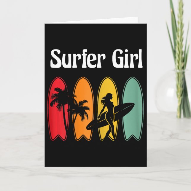 Carte Fille surfeuse planche de surf Surfing Femmes Rétr (Devant)