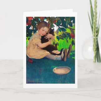 Carte Fille tenant un chat noir, Jessie Willcox Smith