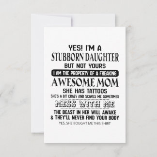 Carte Fille têtue Maman géniale