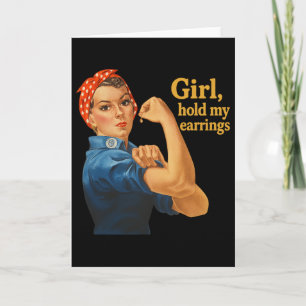 Carte Fille tiens mes boucles d'oreilles anti Trump Rosi