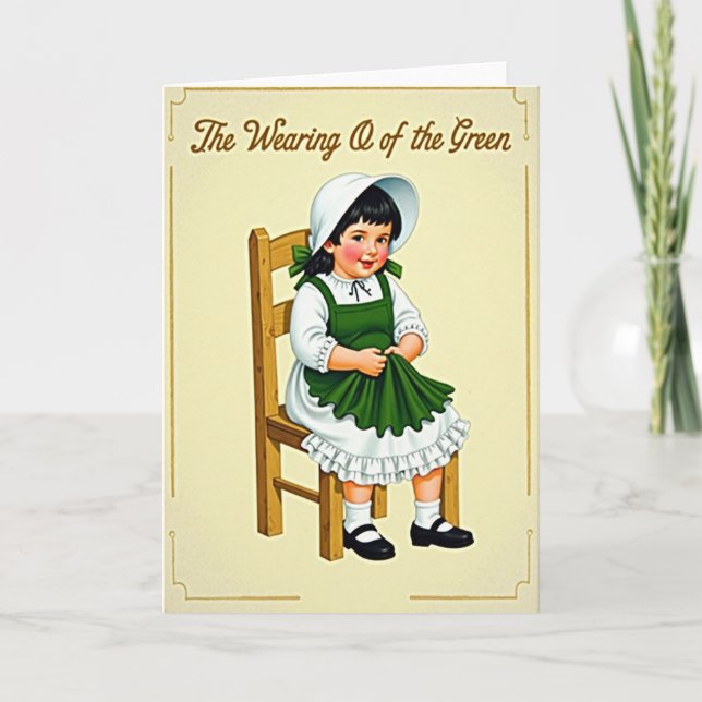 Carte Fille Vintage Porter Vert (Devant)