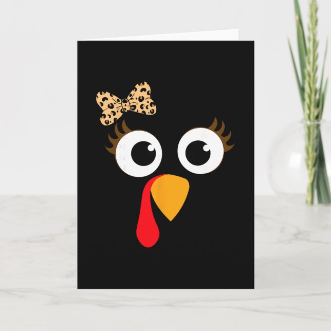 Carte Fille visage de dinde costume de Thanksgiving arc  (Devant)