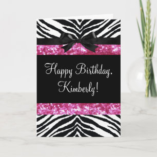 Carte Fille Zebra Rose Hot Sparkle