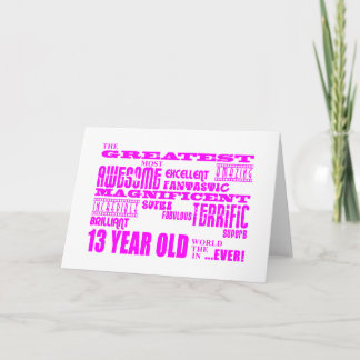 Carte Filles 13e anniversaire : Rose Plus grand 13 ans