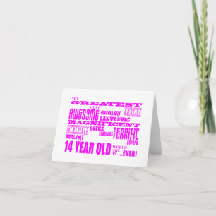 Carte Filles 14e anniversaire : Rose Plus grand 14 ans