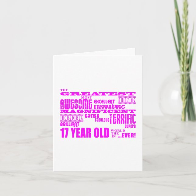 Carte Filles 17e anniversaire : Rose Plus grand 17 ans (Devant)