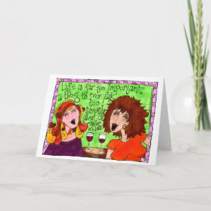 Carte Filles amis Vin Happy Hour Laughing Illustration