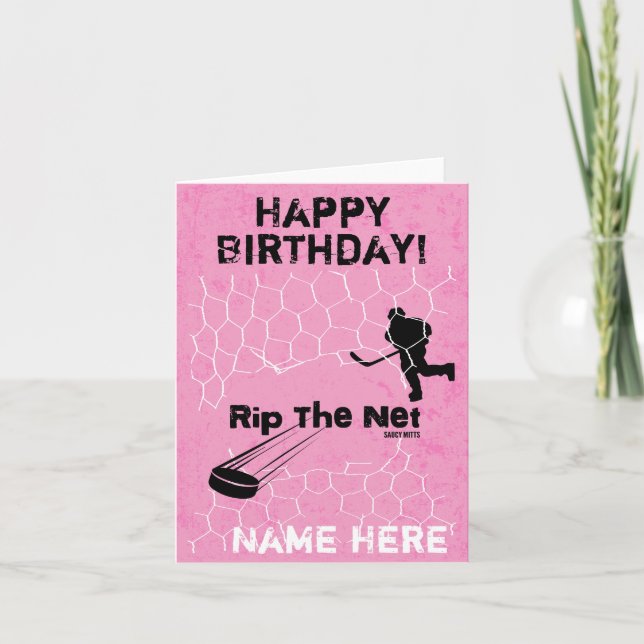 Carte Filles Anniversaire Personnalisé Rip the Net Hocke (Devant)