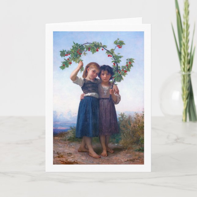 Carte Filles avec la Branche Cerise, Bouguereau (Devant)
