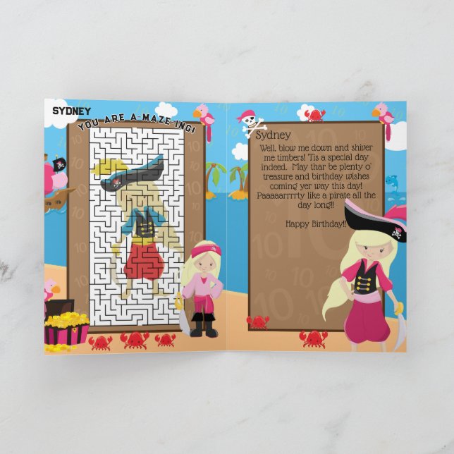 Carte Filles Blondes Pirate Vous êtes un Anniversaire A- (Intérieur)