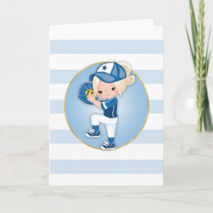 Carte Filles Blondes Softball Bleu