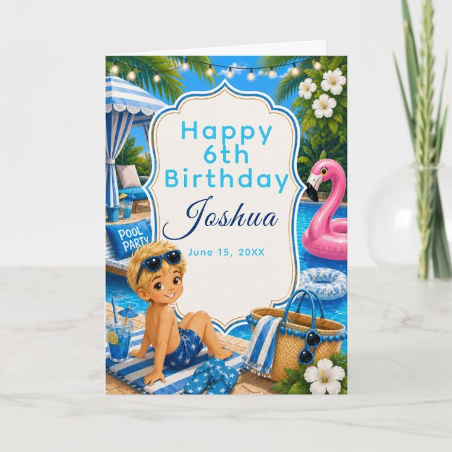 Carte Filles de fête au Blue Pool pour anniversaire  (Devant)