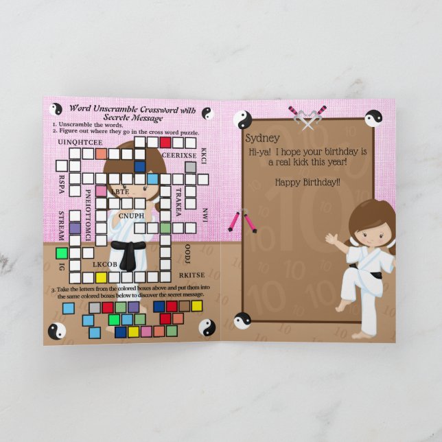 Carte Filles Extraordinaires Karate Secret Message Joyeu (Intérieur)