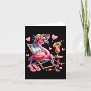 Carte Filles Filles Flamant rose Rose Plage Palm Tree mi