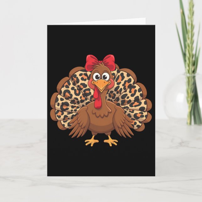 Carte Filles Filles Thanksgiving Leopard Turquie Automne (Devant)