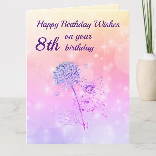 Carte Filles heureux 8e anniversaire Salutation (Devant)