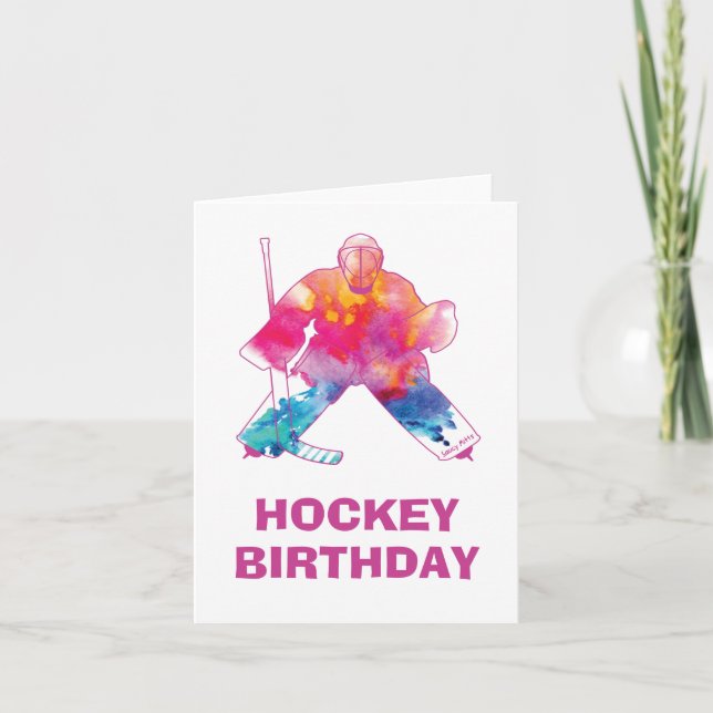 Carte Filles Joyeux Anniversaire Hockey gardien de but A (Devant)