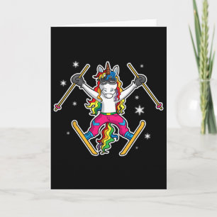 Carte Filles Licorne Mignonnes Équipe de Ski Entraîneur
