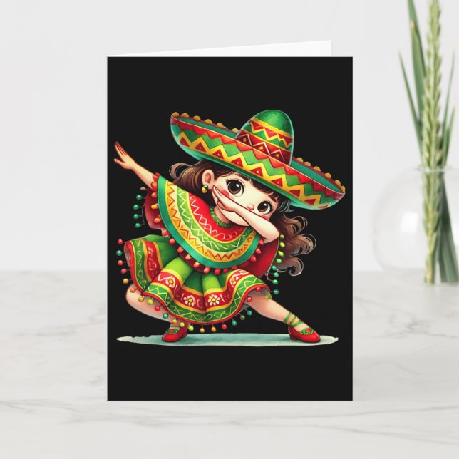 Carte Filles Mexicaines Rigolotes Dabbing Cinco De Mayo  (Devant)