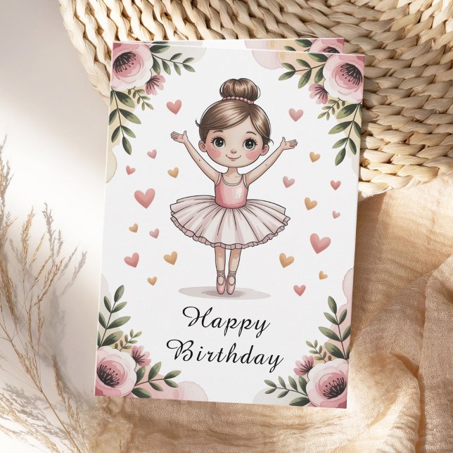 Carte Filles mignonnes Ballerina personnalisée Anniversa (Créateur téléchargé)