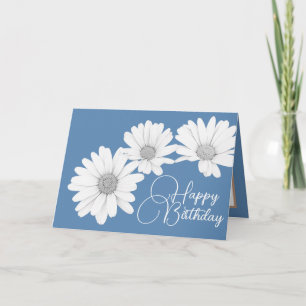 Carte Filles modernes marguerites Fleurs florales Bleu A