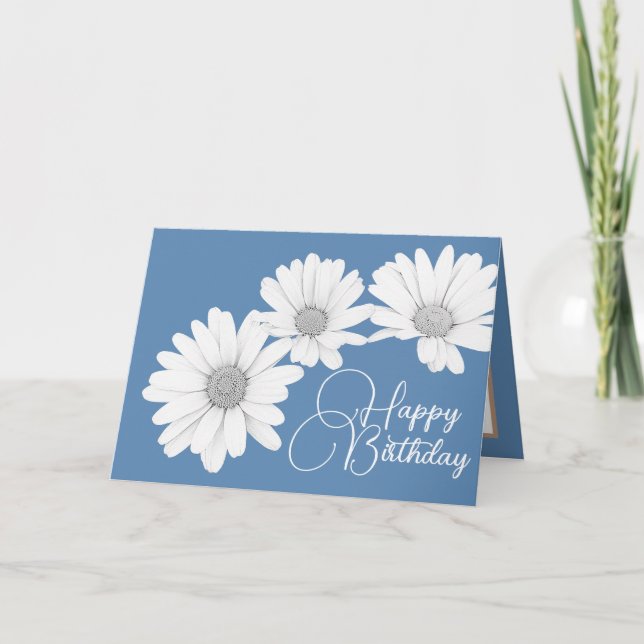 Carte Filles modernes marguerites Fleurs florales Bleu A (Devant)