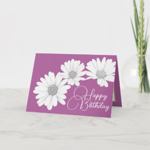 Carte Filles modernes marguerites fleurs rose Anniversai