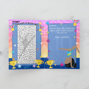 Carte Filles noires Gymnastique Tu es un Anniversaire in