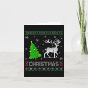 Carte Filles Reindeer Xmas Arbre Éclairage Noël laid
