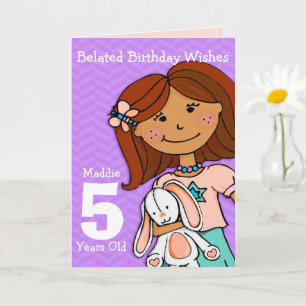 Carte Filles retardées 5ème anniversaire fille cheveux f