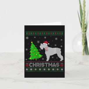 Carte Filles Schnauzer Chien Xmas Arbre Éclairage Laide 