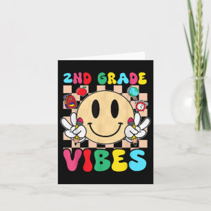 Carte Filles Vibes De 2e Année Sourire Visage Retour À L