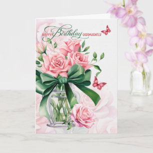 Carte Filleule Anniversaire de Juin Roses Roses Papillon