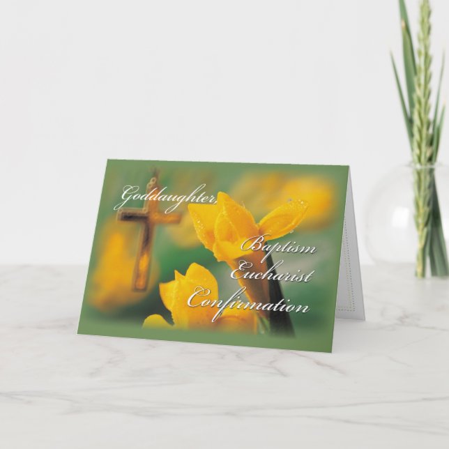 Carte Filleule croix RCIA Crocus Félicitations (Devant)
