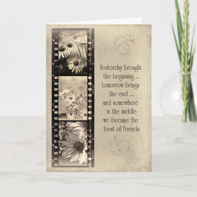Carte Filmstrip florale pour l'anniversaire de l'ami (Devant)