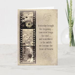 Carte Filmstrip florale pour l'anniversaire de l'ami