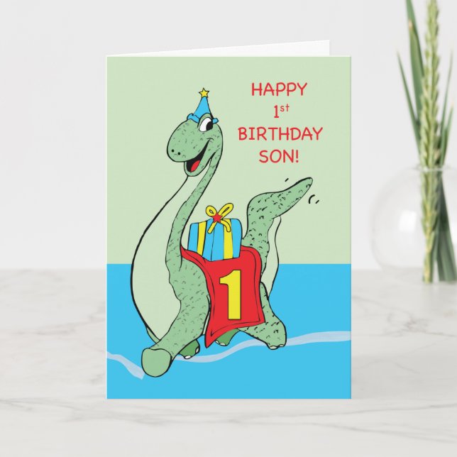 Carte Fils, 1er anniversaire Dinosaur (Devant)
