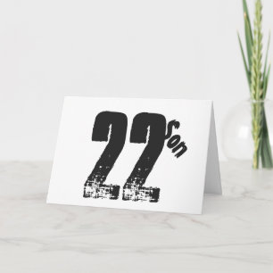 Carte Fils a 22e anniversaire, blanc et noir.