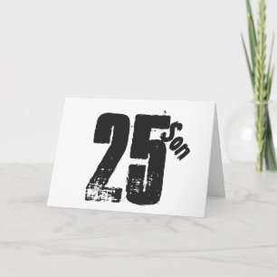 Carte Fils a 25e anniversaire, blanc et noir.