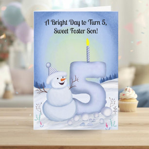 Carte Fils adoptif 5ème anniversaire Bonhomme de neige e