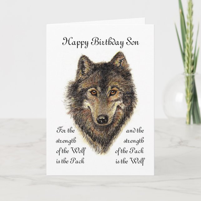 Carte Fils Anniversaire - Citation Wolf et Pack (Devant)