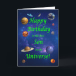 Carte Fils Anniversaire meilleur dans l'univers<br><div class="desc">Donnez à votre fils amoureux de l'espace la meilleure carte d'anniversaire jamais! Dites à votre fils qu'il est le meilleur de l'univers. Une scène spatiale avec toutes les planètes et la lune s'alignant pour souhaiter un joyeux anniversaire.</div>