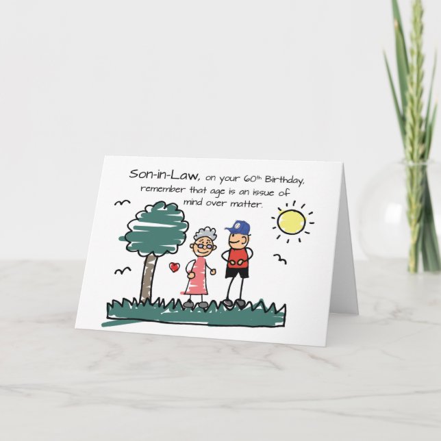 Carte Fils dans la loi 60e anniversaire Humour Stick Fig (Devant)
