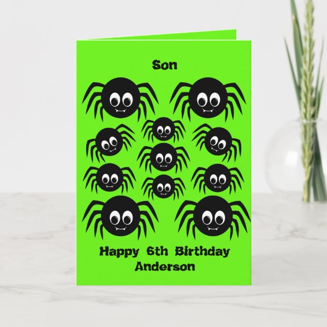 Carte Fils d'araignée verte Halloween Anniversaire (Devant)