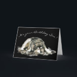 Carte Fils drôle Anniversaire Fatigué Napping Chien Husk<br><div class="desc">Funny Birthday Son Original Watercolor Husky Dog pet animal. Tu's your party nap if you want to to Pour la personne avec un sens de l'humour about g over the hill.</div>