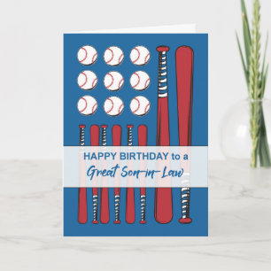 Carte Fils en Droit Baseball Drapeau Anniversaire Rouge